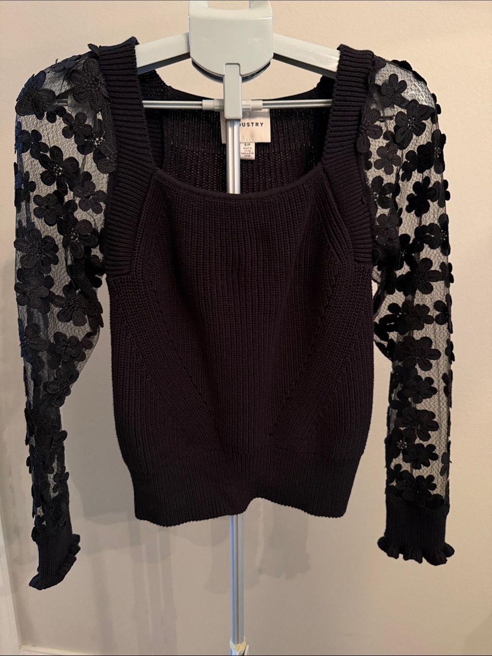 Industry Republic Sweater with Floral 🌼 Sheer Sleeves